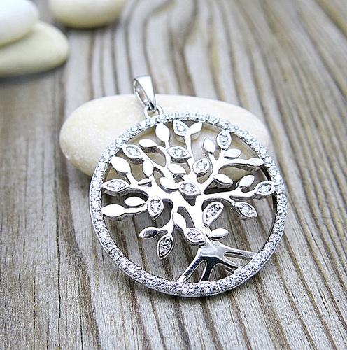 Velký stříbrný přívěsek ~ strom života se zirkony Velký stříbrný přívěsek ~ strom života se zirkony 1