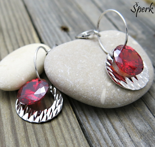 Stříbrné náušnice ~ červené, visací, dlouhé 1