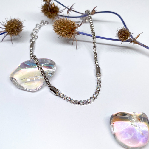 Stříbrný náramek se zirkony - duté lanko 1