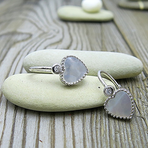 Stříbrné náušnice s perletí a zirkonem 1