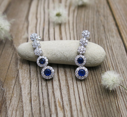 Náušnice se zirkony a spinelem ~ stříbro  1