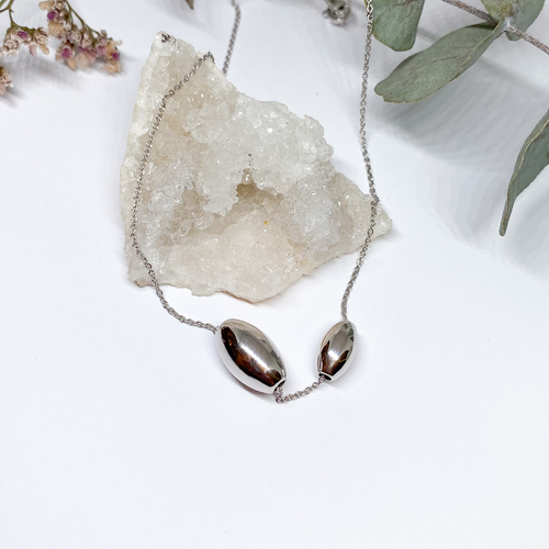 Náhrdelník s korálky ~ stříbro  1