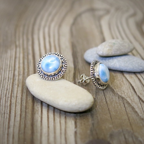 Stříbrné náušnice s larimarem Stříbrné náušnice s larimarem 1