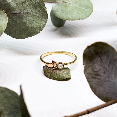 Prsten s perlou ~ žluté zlato 1