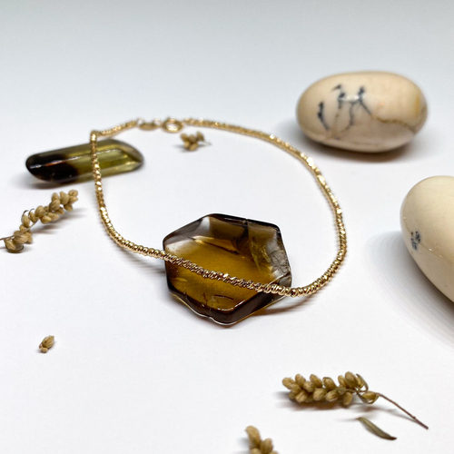 Náramek s kuličkami ~ žluté zlato 1