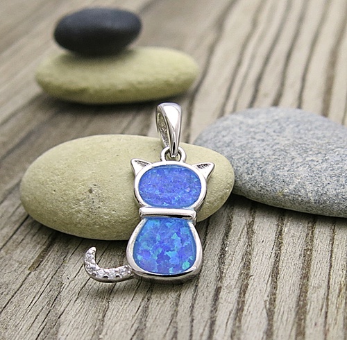 Opál ~ stříbrný přívěsek kočka Opál ~ stříbrný přívěsek kočka 1