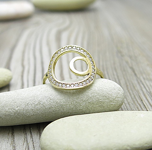 Kruhy ~ prsten se zirkony, žluté zlato Kruhy ~ prsten se zirkony, žluté zlato 1