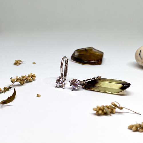 Náušnice se zirkony ~ bílé zlato 1