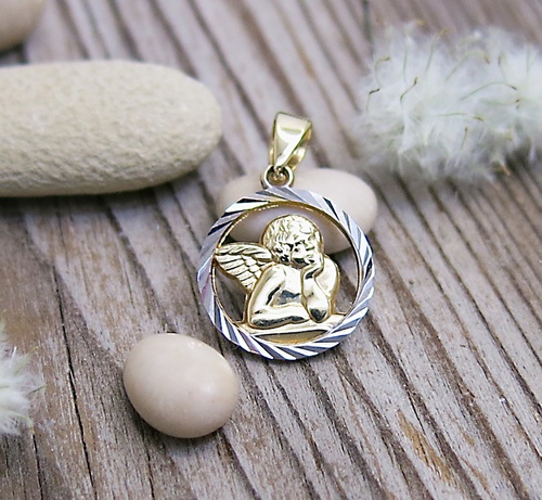 Přívěsek andílek ~ žluté a bílé zlato  Přívěsek andílek ~ žluté a bílé zlato  1