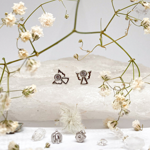 Andělé se zirkonem ~ stříbrné náušnice Andělé se zirkonem ~ stříbrné náušnice 1