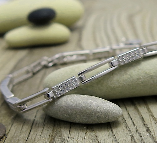 Elegantní náramek ~ zirkony, stříbro Elegantní náramek ~ zirkony, stříbro 1