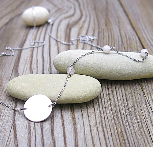 Bílé zlato – náhrdelník s růžovým topazem 1