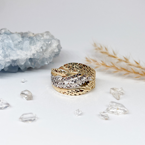 Masivní zlatý prsten ~ bílé a žluté zlato 1