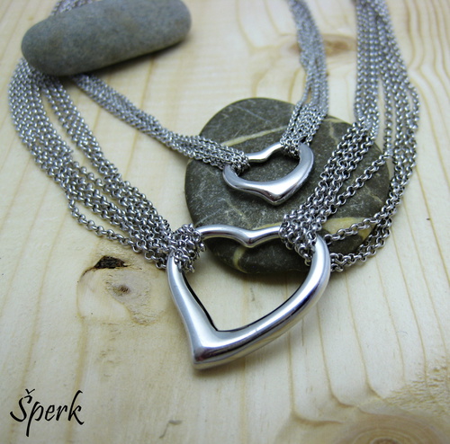 Souprava ze stříbra ~ náhrdelník a náramek se srdcem 1