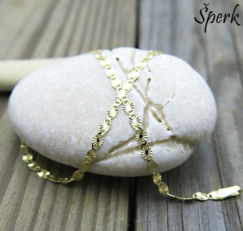 Zlatý náramek s plnými očky – hvězdičky, žluté zlato 1