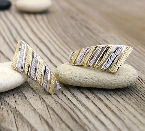 Velké náušnice na patent ~ žluté a bílé zlato 1