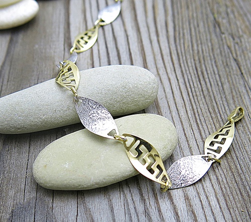 Výrazný náramek ~ žluté a bílé zlato 1