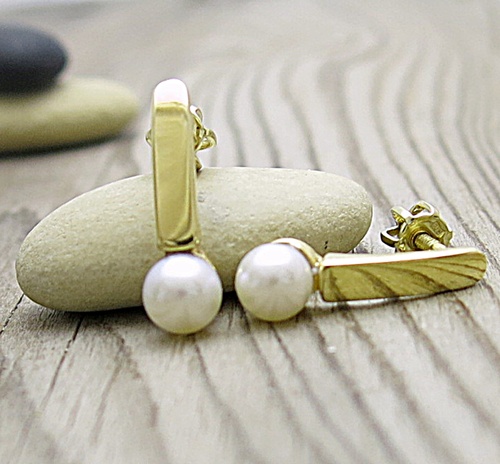 Náušnice žluté zlato ~ perla 1