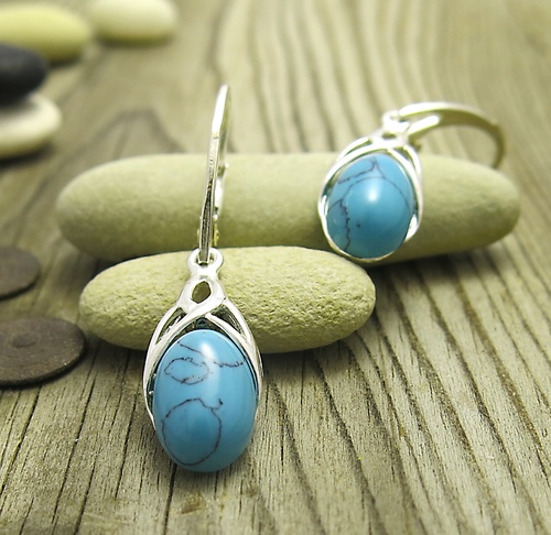 Tyrkys ~ náušnice stříbrné 1