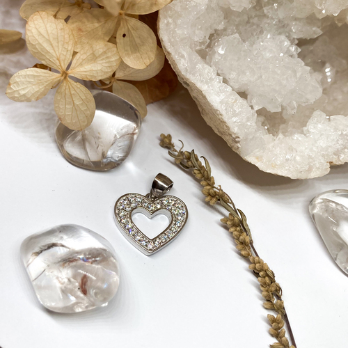 Přívěsek se zirkony srdce ~ stříbro  1