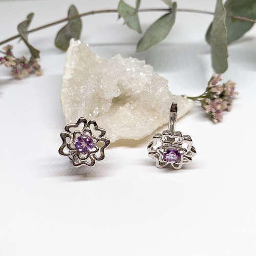 Stříbrné náušnice s Ametystem Stříbrné náušnice s Ametystem 1