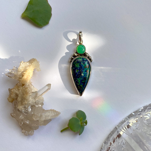 Přívěs ~ Chryzopras, Azurit s Malachitem Přívěs ~ Chryzopras, Azurit s Malachitem 1