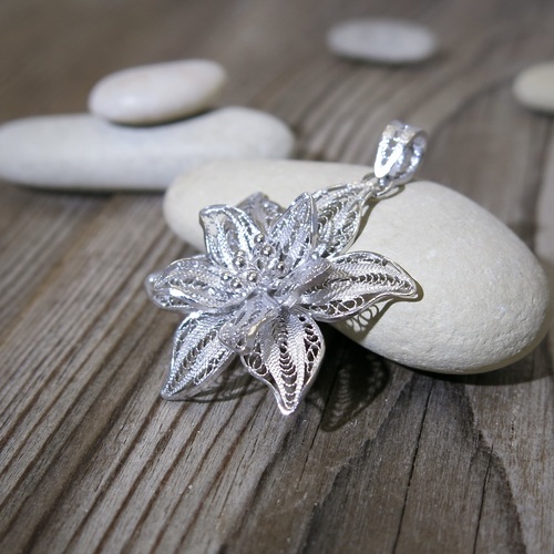 Stříbrný přívěsek s lilií 1