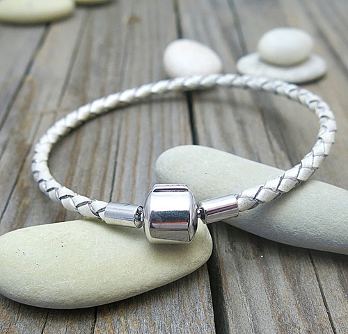 Stříbrný náramek ~ kůže 1