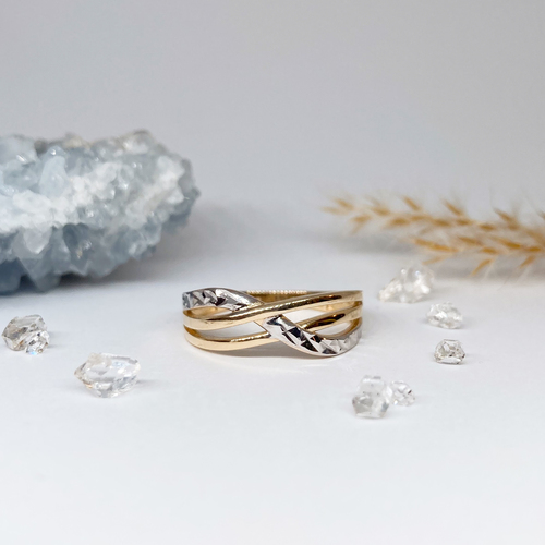 Zlatý prsten ~ žluté a bílé zlato  1