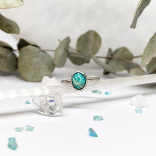 Matný prsten s přírodním amazonitem ~ stříbro  1