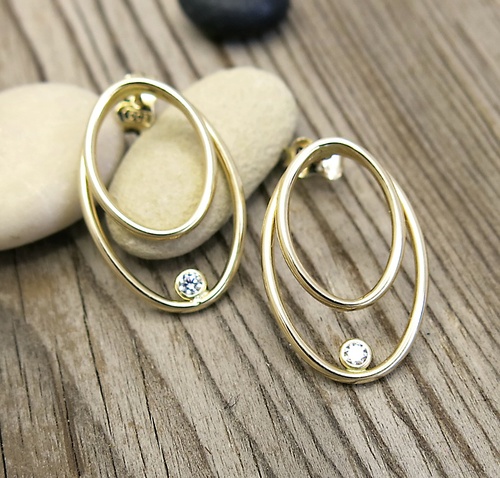 Ovál ~ zlaté náušnice ~ puzeta 1