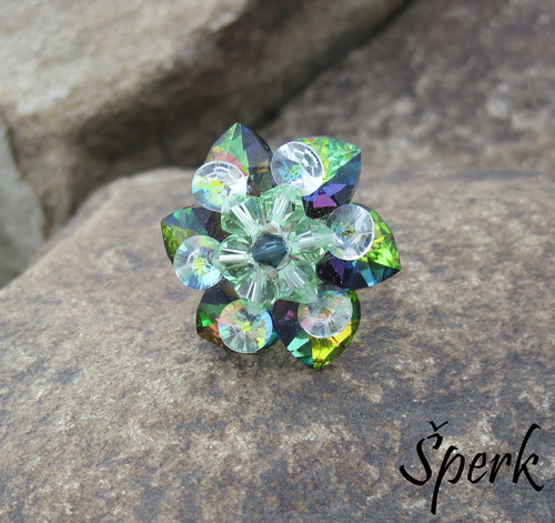 Stříbrný prsten kytička –  krystaly SWAROVSKI components 1