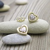 Náušnice, žluté a bílé zlato -srdíčka  2