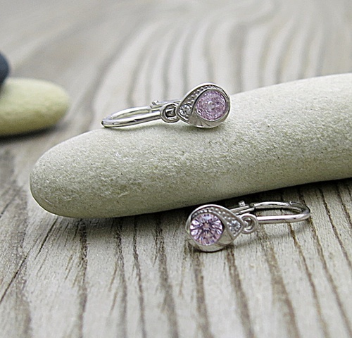 Dětské náušnice se zirkony ~ bílé zlato 1