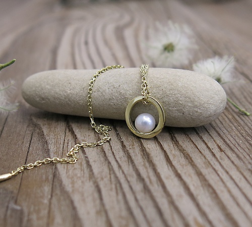 Náušnice s perlou ~ žluté zlato  1