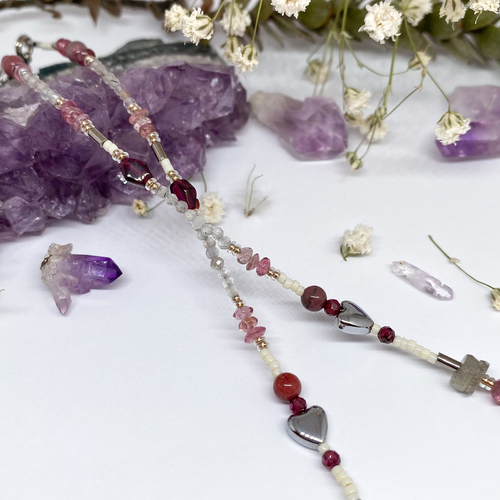 Náhrdelník se srdíčky ~ růžový turmalín   Náhrdelník se srdíčky ~ růžový turmalín   1