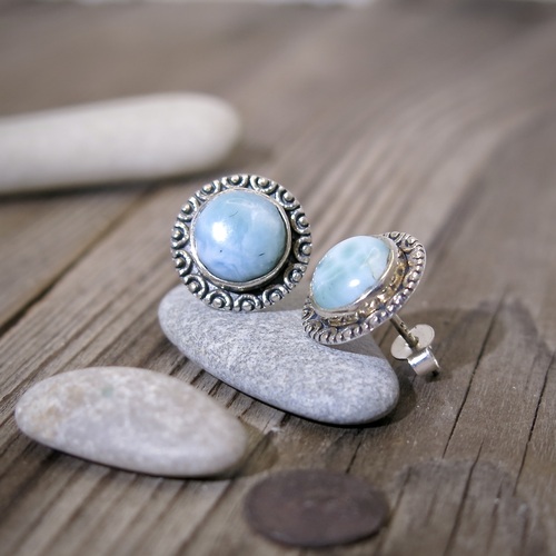 Náušnice s larimarem ~ stříbro Náušnice s larimarem ~ stříbro 1