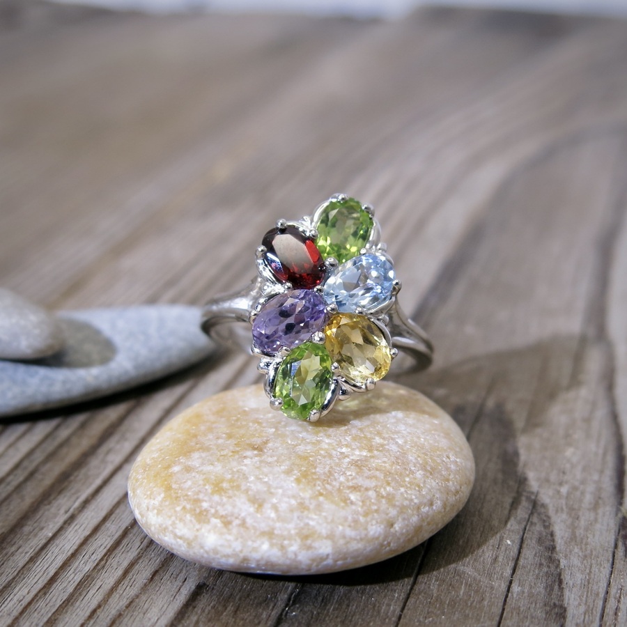 Turmalín prsten šperk v barvách duhy