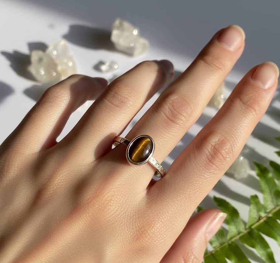 Tygří oko prsten ve stříbře